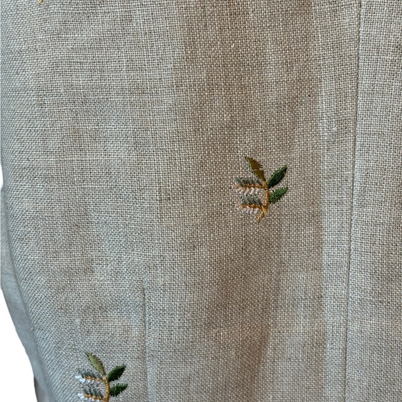 Donna Morgan Beige Linen Embroidery Pant Set - Picture 9 of 11